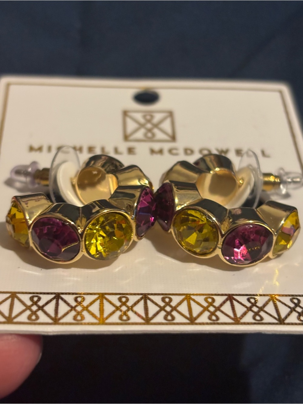 Michelle McDowell Purple and Gold Sylvie Hoops. Great for LSU/ECU.